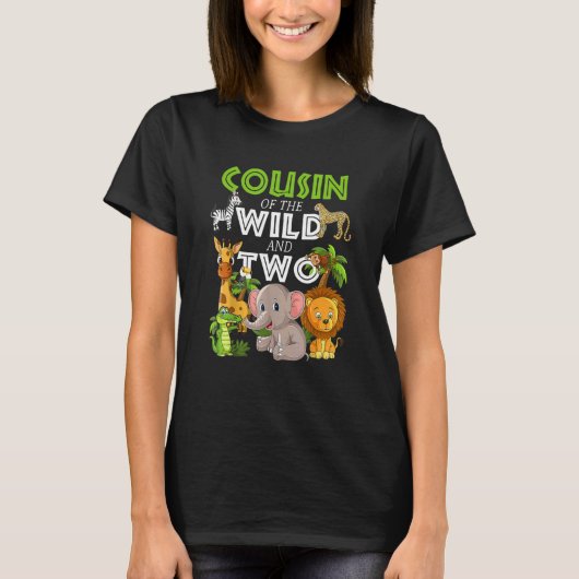 Cousin des Safari-Dschungels "Wilder Zwei Zoo" T-Shirt (Vorderseite)