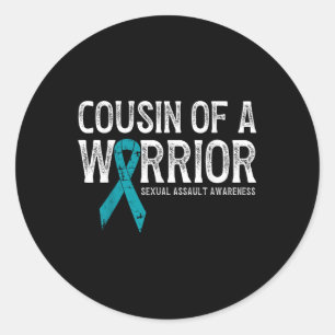 Cousin eines Kriegers Ual Ault Awareness Aquamarin Runder Aufkleber
