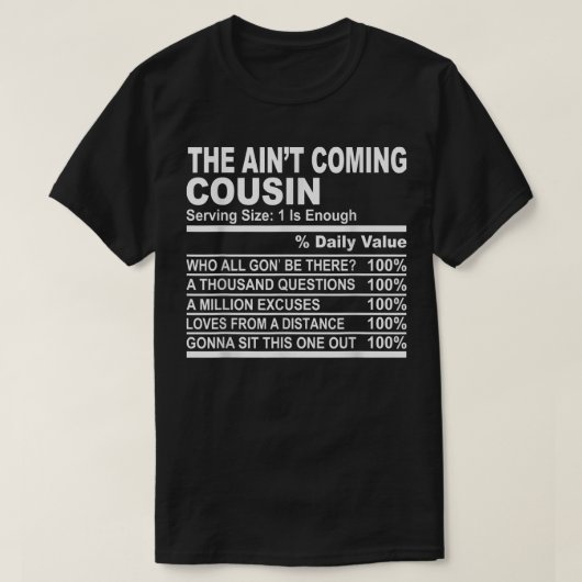 Cousin Ernährungsfakte - Der Weg zum Cousin T-Shirt (Design vorne)