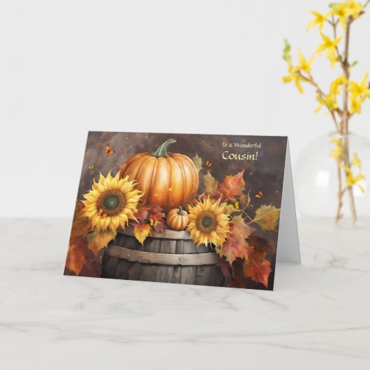 Cousin Erntedank Day mit Sonnenblumen Pumpkins Karte (Gelbe Blume)