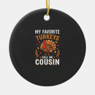 Cousin Erntedankfest Truthahn Familie Keramik Ornament