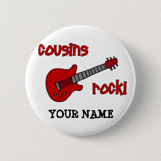 Cousin-Felsen! mit roter Gitarre Button (Vorderseite)