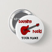 Cousin-Felsen! mit roter Gitarre Button (Vorne & Hinten)