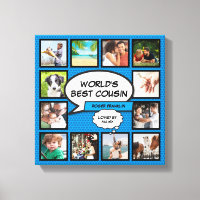 Cousin Foto Collage Blue Comic Book Fun