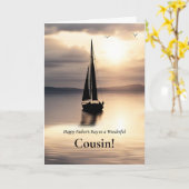 Cousin Frohen Vatertag mit Segelboot  Karte (Gelbe Blume)
