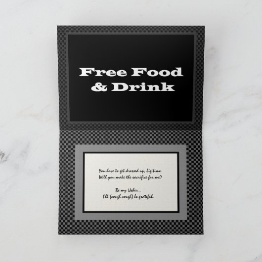 COUSIN Funny Usher Einladung Gratis Essen (Innenseite)