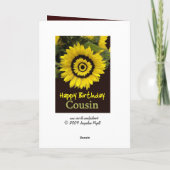 COUSIN Geburtstag mit fröhlicher Sonnenblume Karte (Rückseite)
