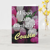 Cousin Geburtstagskarte | Pink Tulpe Blume Karte (Gelbe Blume)