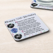 Cousin Gedicht 50. Geburtstag Untersetzer (Linke Seite)