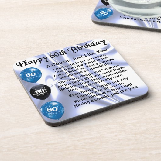 Cousin-Gedicht-60. Geburtstag Untersetzer (Linke Seite)