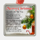 Cousin-Gedicht - Weihnachtsentwurf Silbernes Ornament (Vorne)
