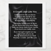 Cousin Gedicht Weinflaschen Etikett - Schwarzes De (Einzelnes Label)