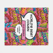 Cousin Girly Pink Spaß Cooles Comic Typografisch Fleecedecke (Vorderseite (Horizontal))