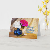 Cousin, Happy Birthday mit bemalten Rose Karte (Gelbe Blume)