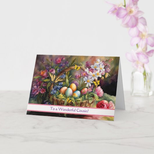 Cousin Happy Easter Pretty Easter Basket Karte (Orchidee)