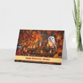 Cousin Happy Halloween Fantasy Owl Karte (Vorderseite)