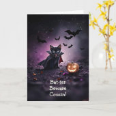 Cousin Happy Halloween Vampire Kitty Funny Karte (Gelbe Blume)