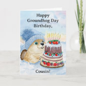 Cousin Happy Murmeltiertag Geburtstag  Karte (Vorderseite)