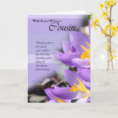Cousin lila Krokus Geburtstagskarte Karte (Gelbe Blume)