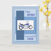 Cousin, Motorrad Geburtstag Karte (Gelbe Blume)