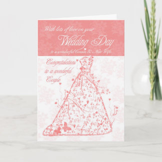 Cousin & Neue Ehefrau Hochzeitstag Glückwunsch Karte