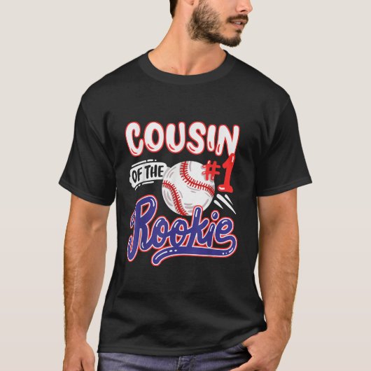 Cousin of Rookie 1st Baseball Birthday Party Theme T-Shirt (Vorderseite)