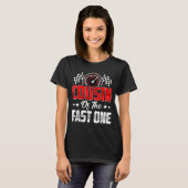 Cousin Of The Fast One Birthday 1st Race Car Famil T-Shirt (Vorne ganz)