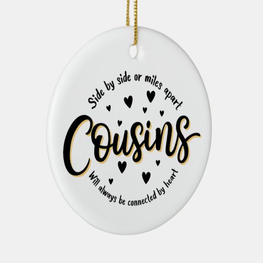 Cousin-Ornament, nebeneinander oder meilenweit aus Keramik Ornament (Rechts)