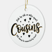 Cousin-Ornament, nebeneinander oder meilenweit aus Keramik Ornament (Links)