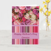 Cousin Pastel Rose & Streifen Muttertag Karte (Gelbe Blume)