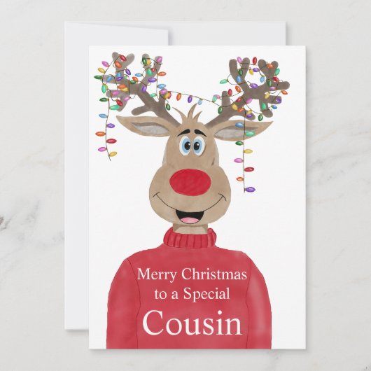 Cousin Reindeer Christmas individuell anpassbar Feiertagskarte (Vorderseite)