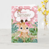 Cousin Rosa Jungle Giraffe Geburtstag Karte (Gelbe Blume)