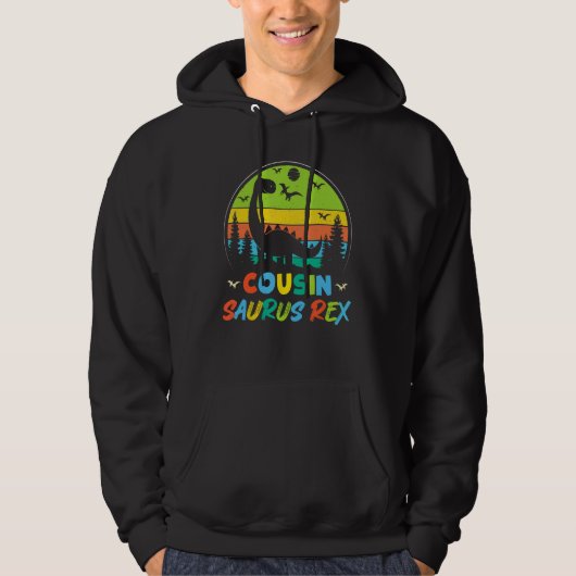 Cousin Saurus Rex Retro Dinosaur Kids Family Vint Hoodie (Vorderseite)