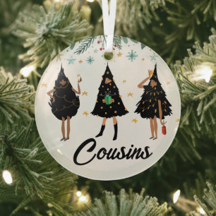 Cousin! Schwarze Frauen, Schwarzes Weihnachtsbaumg Ornament Aus Glas