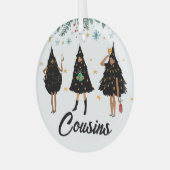 Cousin! Schwarze Frauen, Schwarzes Weihnachtsbaumg Ornament Aus Glas (Vorderseite links)