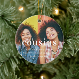 Cousin   Sentimentales Foto-Andenken Weihnachten Keramik Ornament