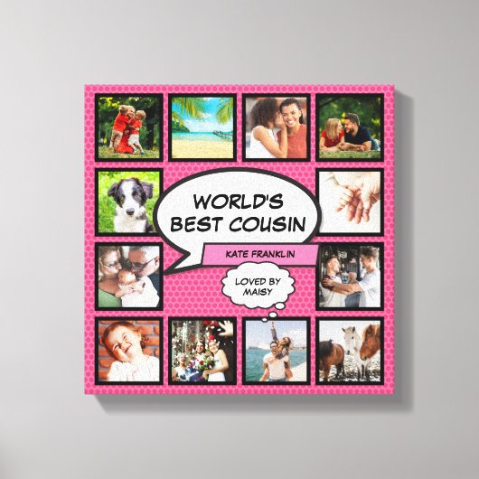Cousin Spaß Girly Pink Cooles Comic FotoCollage Leinwanddruck (Vorderseite)