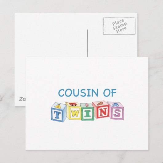Cousin Twins Blocks Postkarte (Vorne/Hinten)