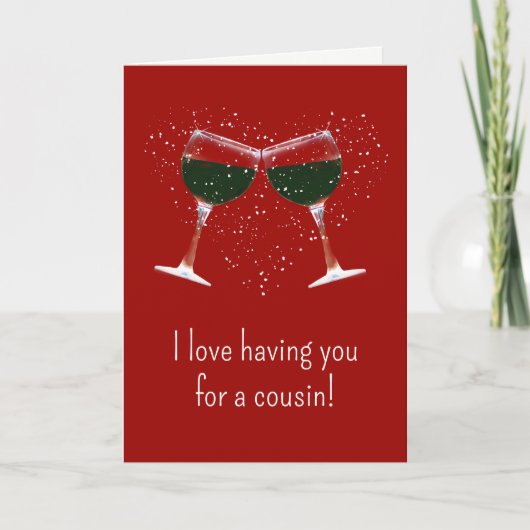 Cousin Valentinstag Spaß mit Wein Karte (Vorderseite)