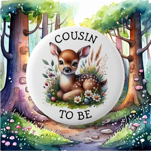 Cousin | Woodland Themed Baby Dusche Button