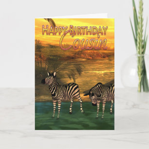 Cousin Zebras zum Geburtstag im Wasser Karte