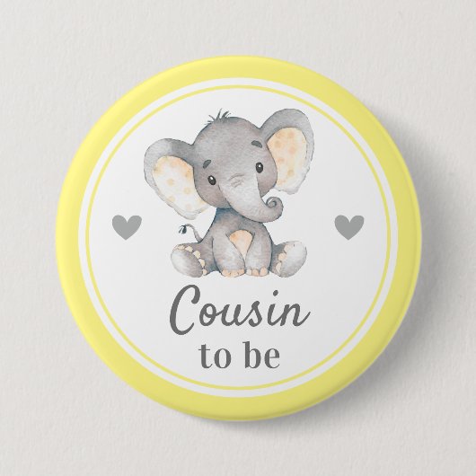 Cousin zu Yellow Gray Little Peanut Baby Dusche Button (Vorderseite)