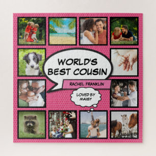 Cousine 12 Foto-Collage Comic-Book Spaß Pink Puzzle