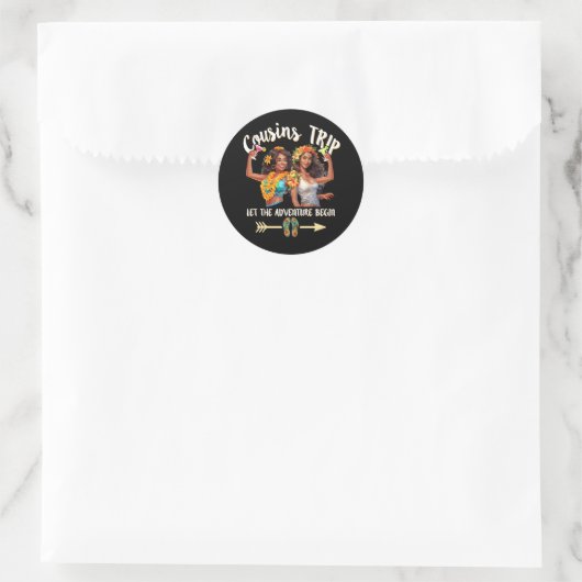 Cousins Ausflug Schwarze Frauen Urlaub Lass The Ad Runder Aufkleber (Tasche)