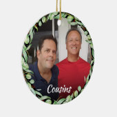 Cousins besitzen Foto-Grün-Weihnachten Keramik Ornament (Rechts)