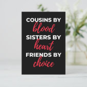 Cousins By Blood Sisters Dankeskarte (Stehend Vorderseite)