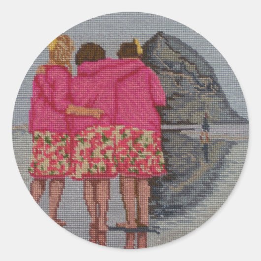 Cousins Needlepoint Runder Aufkleber (Vorderseite)