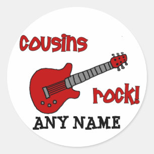Cousins Rock mit Red Guitar Runder Aufkleber