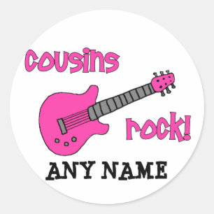 Cousins Rock mit rosa Gitarre Runder Aufkleber