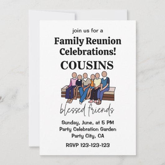 Cousins Selige Freunde Wiedersehen Einladung (Vorderseite)